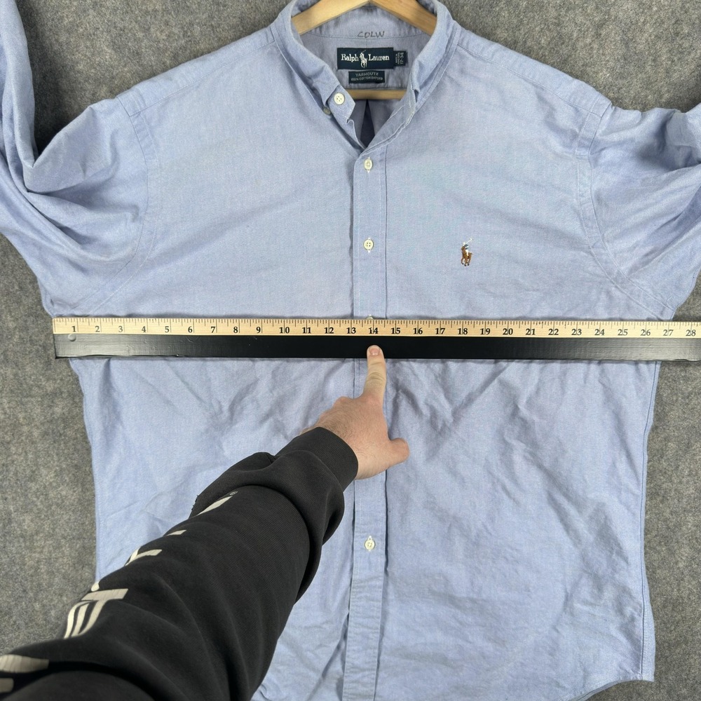 Ralph Lauren Yarmouth Shirt Mens XL Blue Cotton Oxford Button‎ Down Long Sleeve - Picture 9 of 16